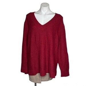J JILL Pullover Sweater Top Brick Red V Neck Popover Loose Fit Plus Size 4X